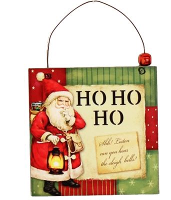 Ho Ho Ho Wooden Plaque Hanger with Bell